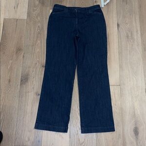 NWT Talbots Blue chambray Denim Wide Leg Trouser Jeans, Size 10 pants jeans